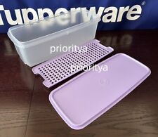 Tupperware Easy Crisp Large Refrigerator Container Keeper 4.5L w/ Grid Lilac New picture