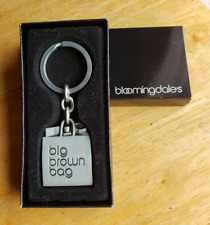 Bloomindale's Vintage Big Brown Bag Pewter Key Ring Keychain Holder Bloomes picture