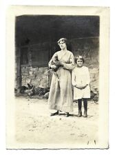 Vintage 1929 Photo of Poor Depression Era Woman Holding Rooster with Little Girl picture