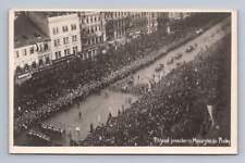 Czech President Tomas Masaryk Parade PRAGUE Praha RPPC Antique Photo ~1910s picture