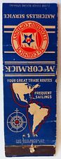 McCormick Steamship Company Matchbook Cover Route Map Ocean Liner picture