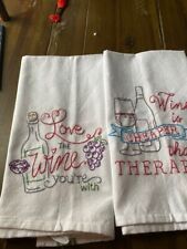 cute pair of hand embroidred tea towels picture