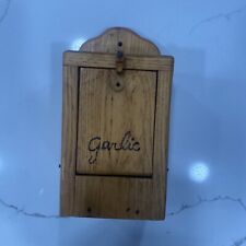 Vintage Wooden Wall Hanging Garlic Storage Box With Hinged Opening & Venting EUC picture