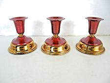VINAGE GRAMMES Cranberry Red & Gold Candle Holders - Allentown, PA. picture