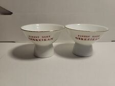 Vintage Lot of 2 Finest Sake Gekkeikan Blue&White Floral Japanese Porcelain Cup  picture