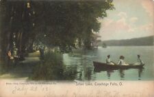 CUYAHOGA  FALLS OH~SILVER LAKE-WOMEN ROW BOAT~1908 ROTOGRAPH TINT PHOTO POSTCARD picture