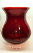 Retired Partylite P9099 Ruby Red Glass Footed Hurricane Holder 12