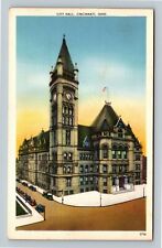 Cincinnati OH, Historic 1893 City Hall, Clock Tower, Ohio Vintage Postcard picture