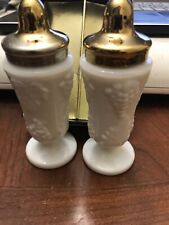 Vintage Dillards White Salt & Pepper Shakers w/Gold trim top  picture