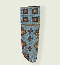 Old Native American Sioux Style Indian Beaded Leather Knife Sheath S819 picture