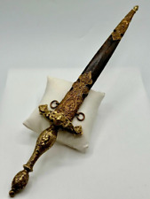 Antique European Toledo/Stiletto Dagger  18th Century Engraved Handle and Sheath picture