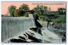 1913 Dam Paper Mills Cobbossee Stream River Lake Cardiner Maine Vintage Postcard picture