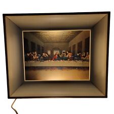 Vintage Metal Framed Dual Lit Last Supper Picture Religious Christian picture