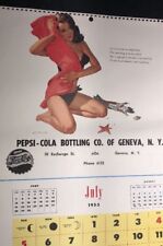 Original Pin Up Advertising Pepsi Cola Soda Calendar Sign 1953 Ren Wicks Girl ar picture