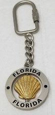 Florida Scallop Shell Keychain Movable Center Like 1990s Silver Gold Metal picture