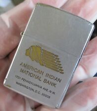 Vintage 1974 Zippo Lighter - AMERICAN INDIAN NATIONAL BANK picture