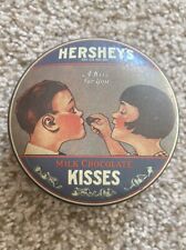 Hershey's Milk Chocolate Kisses Round Tin 5” Vintage 1982 Made in England picture