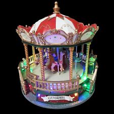 Vtg Lighted Musical Carousel Merry Go Round Crafted Polyresin Christmas SEE VID picture