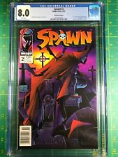 SPAWN #2 CGC 8.0 NEWSSTAND 1992 1ST APPEARANCE VIOLATOR WHITE PAGES MCFARLANE picture