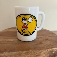 Vintage 1969 AVON Peanuts LUCY Mug, Milk Glass Cup 3.5