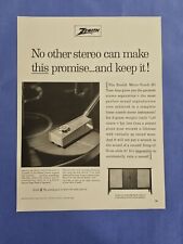 1963 Vintage Print Ad Zenith Record Player stereo Hi-fi Micro Touch Tone Arm picture