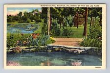 Meadville PA-Pennsylvania, Waterworks Park, Trout & Lily Pond, Vintage Postcard picture