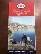 Vintage 1953 Esso Road Map of Switzerland Excellent Condition, Bold Colors picture