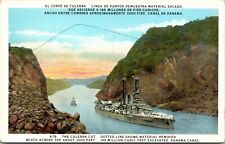 The Culebra Cut Panama Canal Naval Ship Postcard White Border Unposted A1067 picture