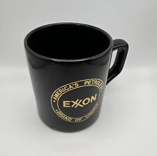 Vintage Exxon Coffee Cup Mug Black & Gold America’s Petroleum Brand Of Choice picture