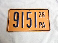 1926 PA PENNSYLVANIA MOTORCYCLE LICENSE PLATE picture