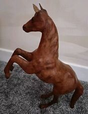 Antique / Early Vintage Leather Horse With Glass Eyes Chestnut Colour 38 X 29cm  picture