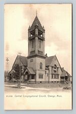 Orange MA-Massachusetts Central Congregational Church Rotograph Vintage Postcard picture