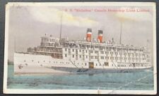 1900'S CANADA STEAMSHIP LINES LIMITED S.S. RICHELIEU COLOR POSTCARD USED picture