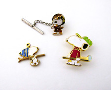 Peanuts Snoopy Charles Schulz Pin Charm Lot of 3 Pilot Golfer Skier Vintage picture