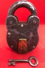 Antique 6 Levers Aligarh Large Padlock with Key - Good Working Order  picture