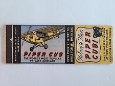 PIPER CUB AIRPLANE (LOCK HAVEN, PENNSYLVANIA) 1940s MATCHBOOK MATCHCOVER -F28 picture
