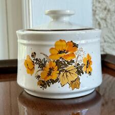 Vintage 1970s Small Floral Canister Oven Proof Stone Ware Made in Japan picture
