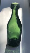 Iron Pontil Slug Plate Antique Blob Top Lime Green Soda Bottle 1850's picture