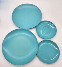 Vintage MIXED LOT Turquoise Melamine Melmac 3 Plates 1 saucer. Atomic. MCM Retro picture