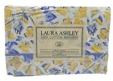 Vintage Laura Ashley Charlotte Full Flat Sheet Blue Yellow Granny Cottage USA picture