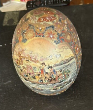 Vintage Japanese large Satsuma egg hand painted with scenes picture