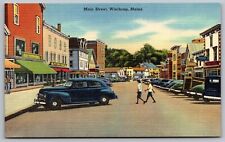 Winthrop Maine Main Street Downtown Shops Postcard picture