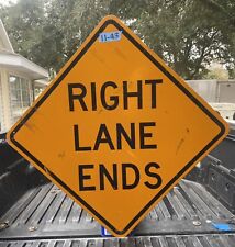Authentic Retired Street Traffic Road Sign (Right Lane Ends) 30