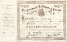 Cincinnati, Lafayette and Chicago Railroad Co. - Stock Certificate - Railroad St picture