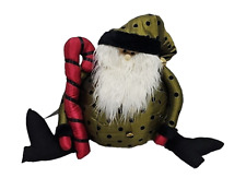 Christmas Shelf Sitter Santa Claus Round Green with Black Polka Dots -weighted picture