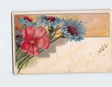 Postcard Greetings from Kings Highway with Flowers Embossed Art Print picture