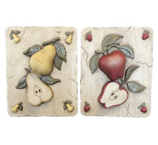 Home Interiors Apple & Pear Wall Hangings Vintage Fruit Decor  1990s picture