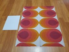 Awesome RARE Vintage Mid Century retro 70s org red leaves abstract oval fabric picture