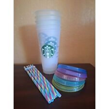 NEW in Box Set 5 Starbucks Color Change Reusable Cups Lids Straws Eco-Friendly picture