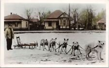 Andy's Team of Huskies Sicamous BC Dog Sled Gowen Sutton Real PhotoPostcard E37 picture